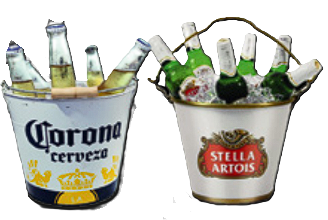 Balde de cervezas Corona y Stella Artois
