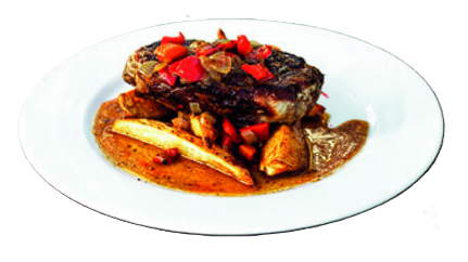 Entrecot en reducción con vegetales grillados