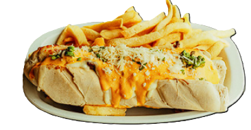Baguette de ternera con muzzarella y cheddar