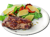 Entrecot grillado con mix de hojas verdes y parmesano
