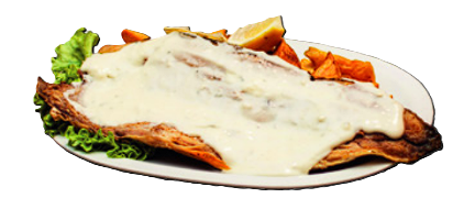 Boga grillada al roquefort o al limón con papas rústicas