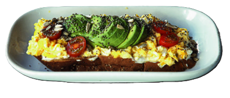 Bruschetta de palta con queso crema y tomates cherry
