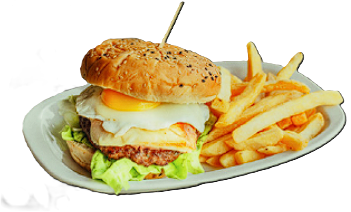Hamburguesa especial con jamón queso y huevo