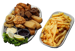 Tabla de rebozados con dips de BBQ y tártara