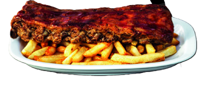 Ribbs de cerdo XXL a la barbacoa con papas
