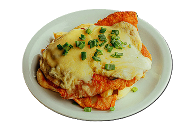 Suprema al gratén con provolone y champignones