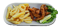 Tiritas de pollo con papas clásicas