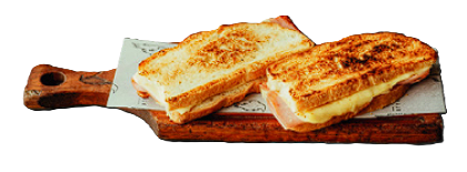 Tostado Cuervo Blanco XXL con muzzarella y jamón